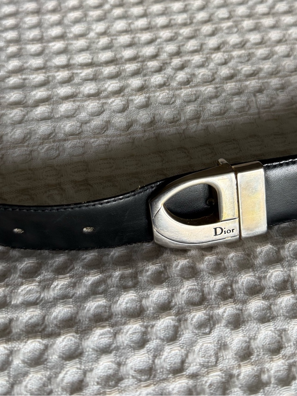 Rare Vintage Dior unisex black/brown reversible Belt Silver&Gold Dior D Buckle